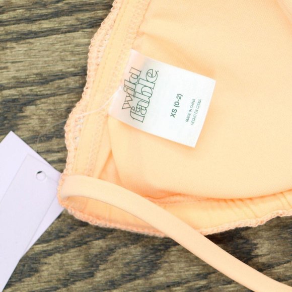 NWT Wild Fable Womens Crochet Triangle Bikini Top PID-X2M9RY M Peach Orange - Picture 5 of 6